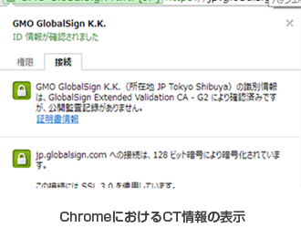 図1 ChromeにおけるCT情報の表示